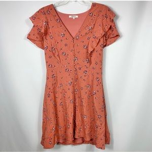 Madewell Floral Print Orange Dress